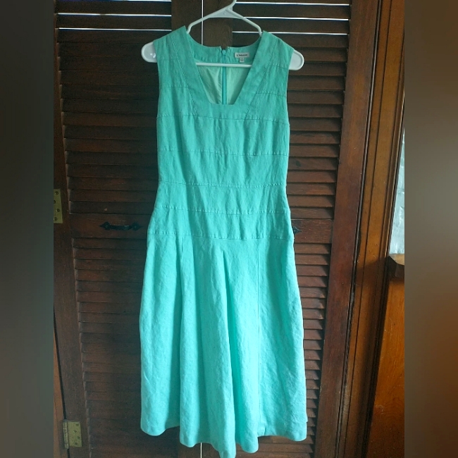 Vintage J.Peterman Linen Cotton Mint Green Maxi Dress Size 4